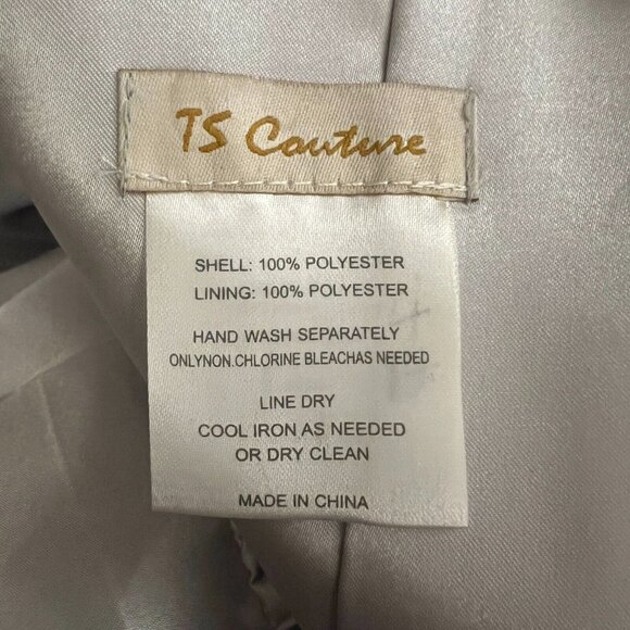 TS Couture Dress 14 Light Grey Embroidered Organza Floral Gown Evening Lace Up - Picture 6 of 13